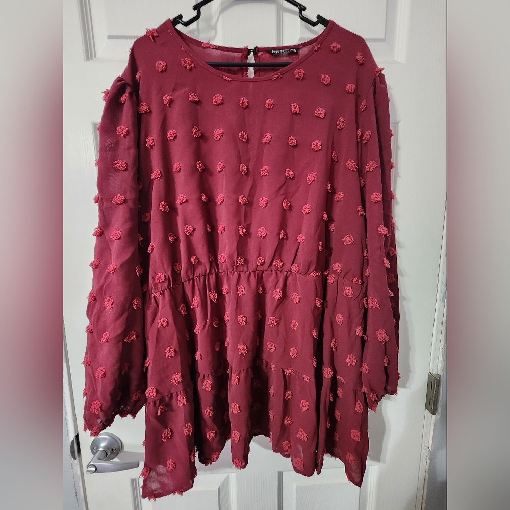 Polka Dot Lantern Sleeve Ruffles Blouse from BloomChic